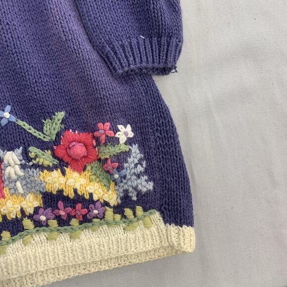 Cullinane Hand Knit Vintage Sweater Floral Shoulder Padded Womens Size Large - Picture 5 of 9